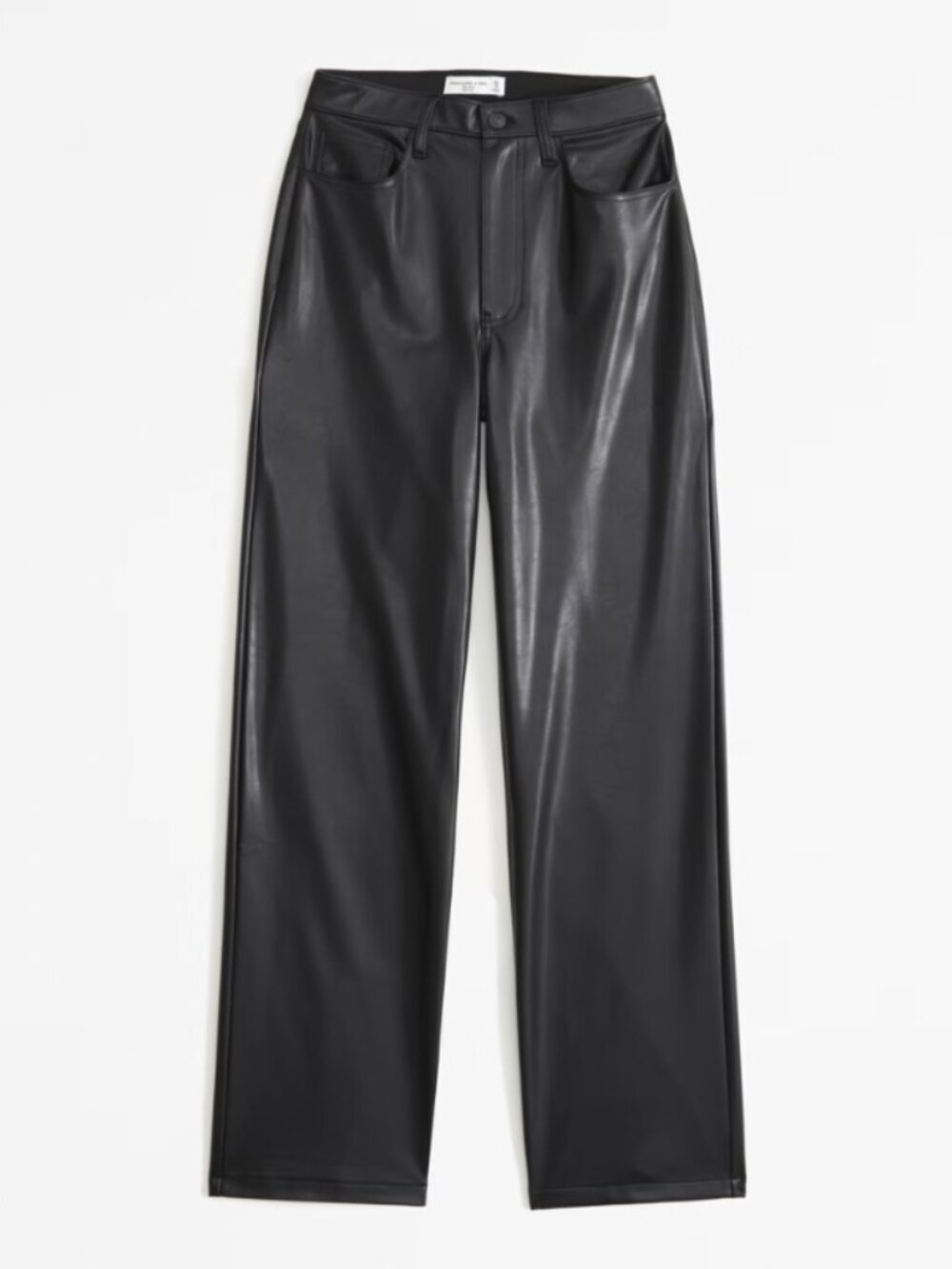 Abercrombie & Fitch Black Faux Leather 90s Straight Leg High Rise Pants Size 2XS